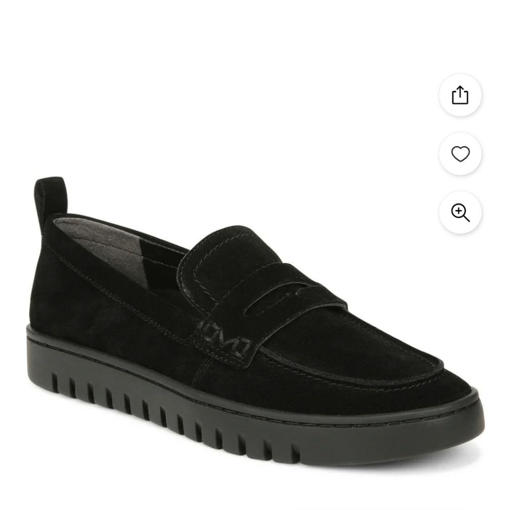Vionic Black Suede Penny Loafers